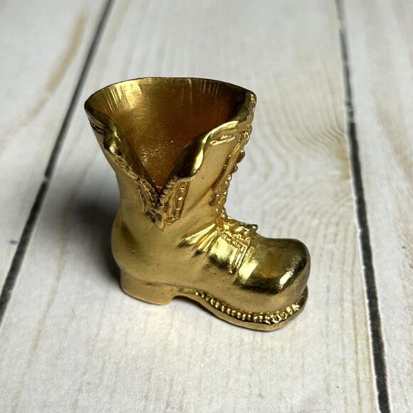 Vintage Estate Solid Brass Antique Victorian Boot Mini Paper Weight  Figurine - Picture 1 of 5